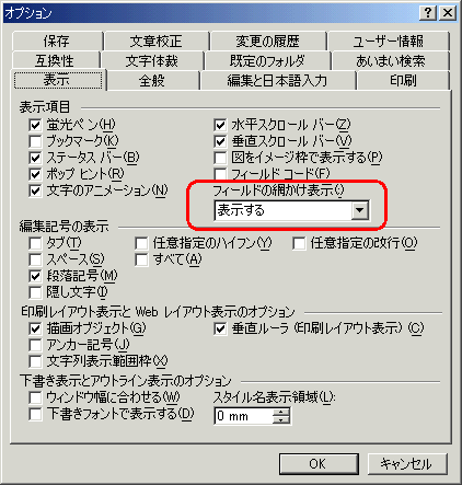 �t�B�[���h�R�[�h�̖Ԋ|���\��